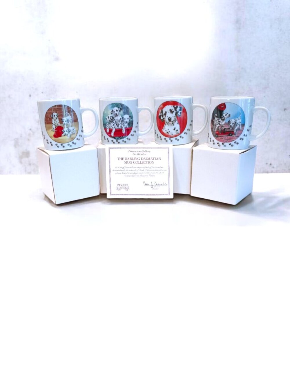 NEW Princeton Gallery Darling Dalmatian Mug Set Firehouse Frolic Dogs Porcelain